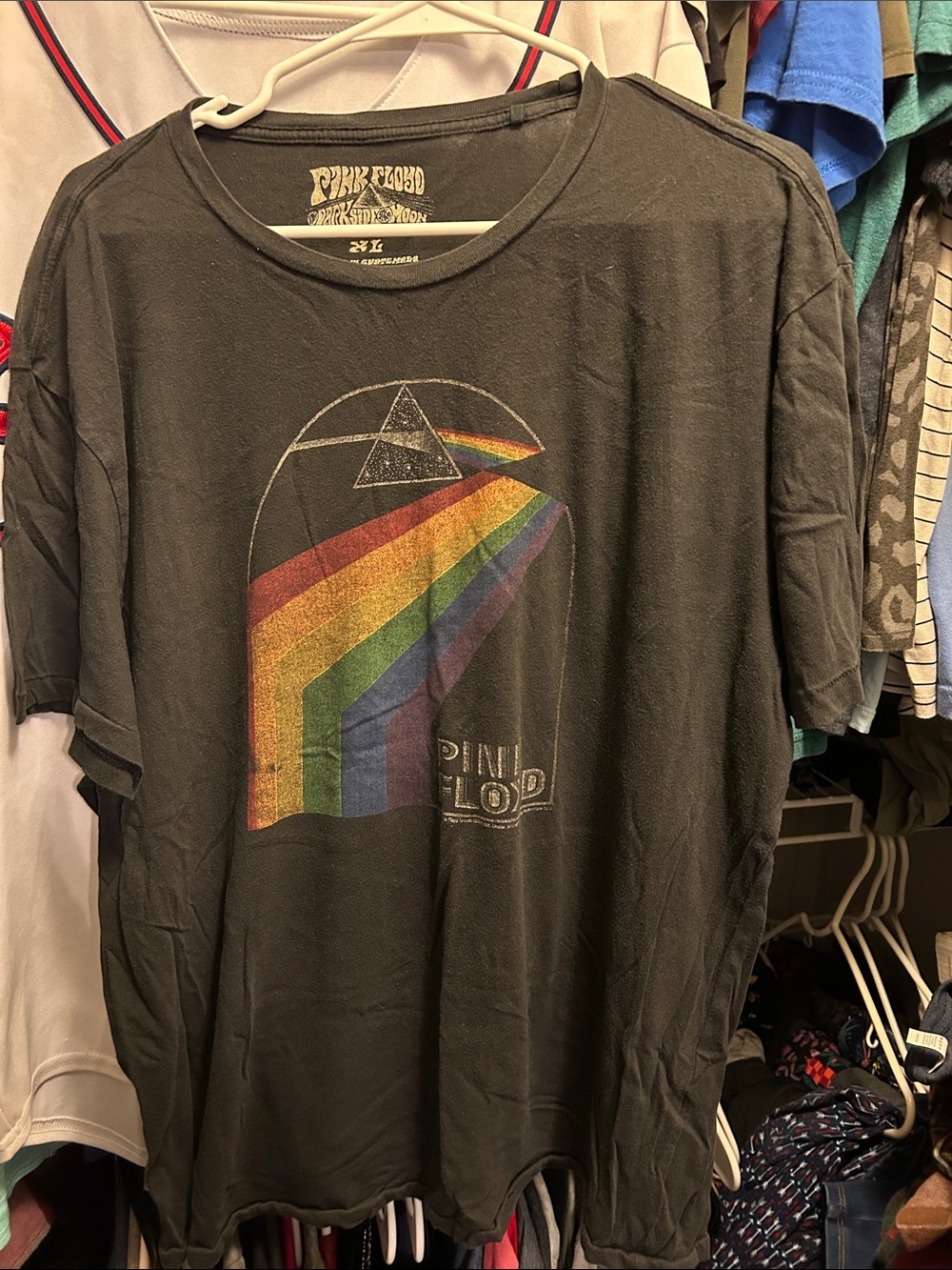 Lucky Brand Pink Floyd Black Short-Sleeve Tee with Rainbow Prism Graphic